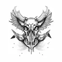 hog skull and body  with chicken wings and legs tattoo design idea