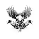 hog skull and body  with chicken wings and legs tattoo design idea
