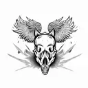 hog skull and body  with chicken wings and legs tattoo design idea