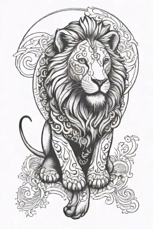 half elephant half lion face tattoo design idea