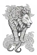 half elephant half lion face tattoo design idea