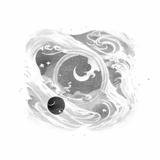 stars above a raging sea tattoo design idea