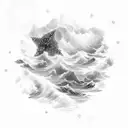 stars above a raging sea tattoo design idea