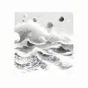 stars above a raging sea tattoo design idea