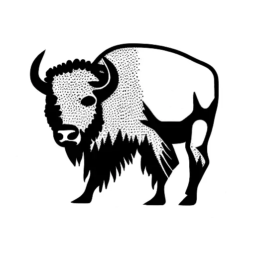 a bison with a bear and bald Eagle tattoo design idea