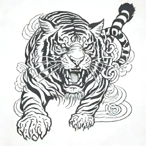 tiger walking tattoo design idea