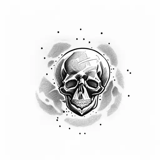 skull with a motor piston tattoo design idea