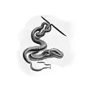snake getting stabbed by a sword tattoo design idea