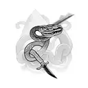 snake getting stabbed by a sword tattoo design idea