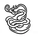 one snake stabbed in the head by a sword tattoo design idea