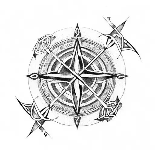 Celtic compass with runes tattoo design idea