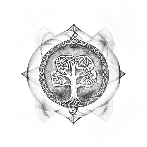 Tree of Life with celtic runes tattoo design idea