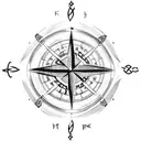 Celtic compass with runes tattoo design idea
