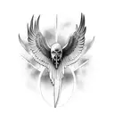 flying eagle skull knife in beak  tattoo design idea