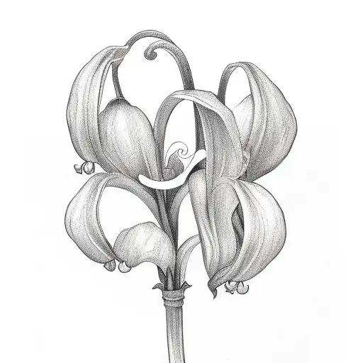 Lily of the valley in the style of a traditional swedish Kurbits  tattoo design idea