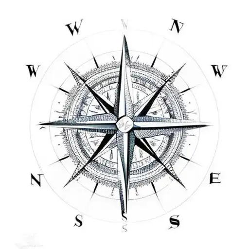 compass rose with mountains tattoo design idea
