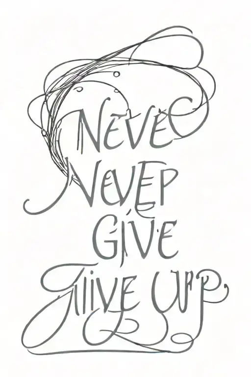 Text Never give up tattoo design idea