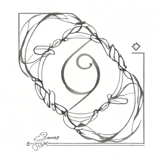 A simple yet elegant tattoo of a friendship bracelet encircling the number 9, symbolizing the bond between friends and the dancer's love for both tattoo design idea