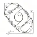 A simple yet elegant tattoo of a friendship bracelet encircling the number 9, symbolizing the bond between friends and the dancer's love for both tattoo design idea