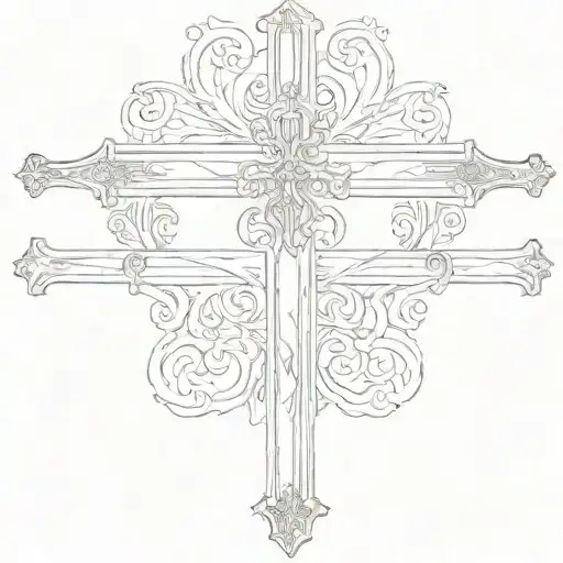Upper back tattoo with with wooden cross and on the horizontal part of the cross it says "john" in the left side and "3: tattoo design idea