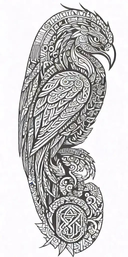 phenix rebirth from ashes and lebanese traditional house in construction  tattoo design idea