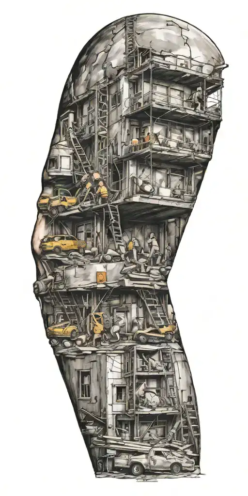 Tour in construction tattoo design idea