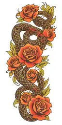 Phoenix Snake and Rose tattoo design idea