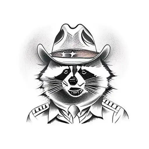 raccoon in a cowboy hat tattoo design idea