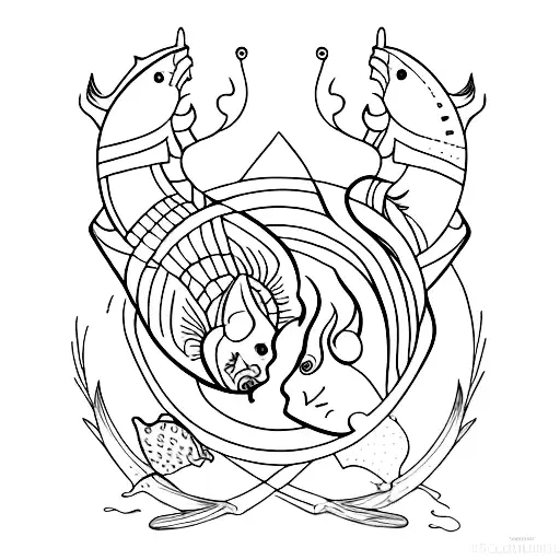 Pisces and Scorpio couples tattoo tattoo design idea
