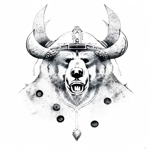Viking with bear tattoo design idea