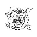 rose with thé lettres "R, J, G" as a stem tattoo design idea