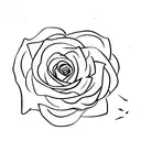 rose with thé lettres "R, J, G" as a stem tattoo design idea