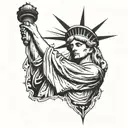 statue of liberty kneeling because they were crying with the amendments upside down tattoo design idea