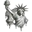 statue of liberty kneeling because they were crying with the amendments upside down tattoo design idea