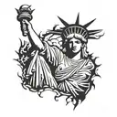 statue of liberty kneeling because they were crying with the amendments upside down tattoo design idea