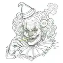 clown smoking a joint tattoo design idea