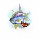 Fish out of water and butterflies in the aquarium tattoo design idea