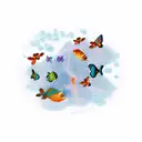 Fish out of water and butterflies in the aquarium tattoo design idea