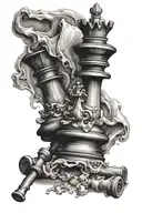 chess piece surrounded tattoo design idea
