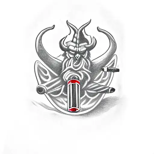 Satan smoking a cigar tattoo design idea