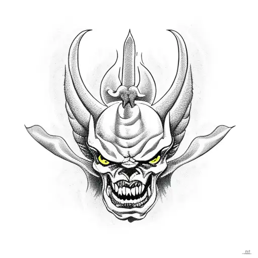 satan on style old School  tattoo design idea