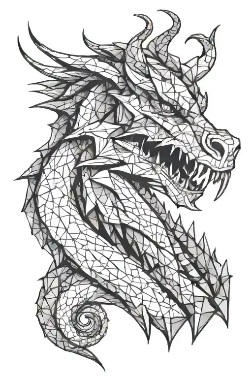 Make me a geometric front view dragon face tattoo design tattoo design idea