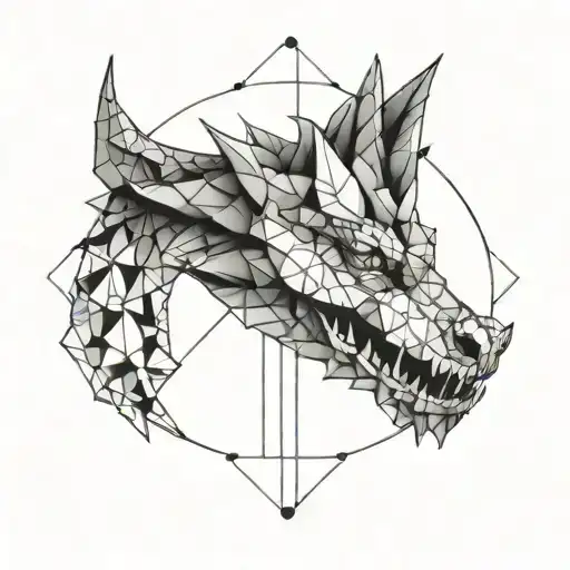 Make me a geometric front view dragon face tattoo design tattoo design idea
