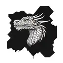 Make me a geometric front view dragon face tattoo design. please ensure the view is looking at it head on tattoo design idea