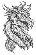 Make me a geometric front view dragon face tattoo design tattoo design idea