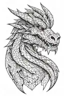 Make me a geometric front view dragon face tattoo design tattoo design idea