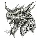 Make me a geometric front view dragon face tattoo design tattoo design idea