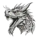 Make me a geometric front view dragon face tattoo design tattoo design idea