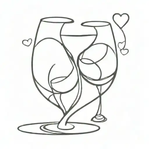 line tattoo wine glass heart infinity symbol  tattoo design idea