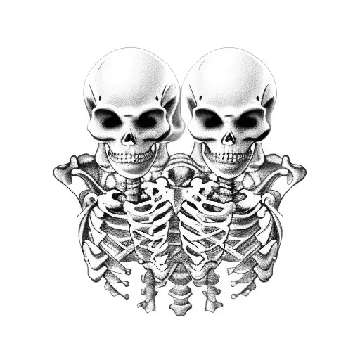 skeletons kissing  tattoo design idea